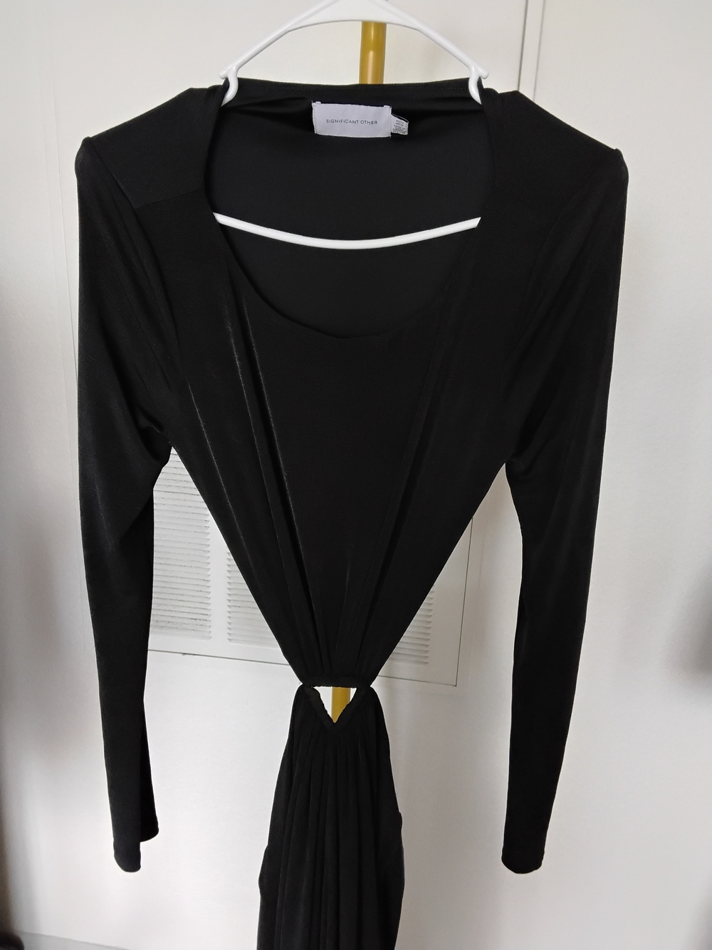 NWOT Black Long Sleeve Knot-Front Maxi Dress